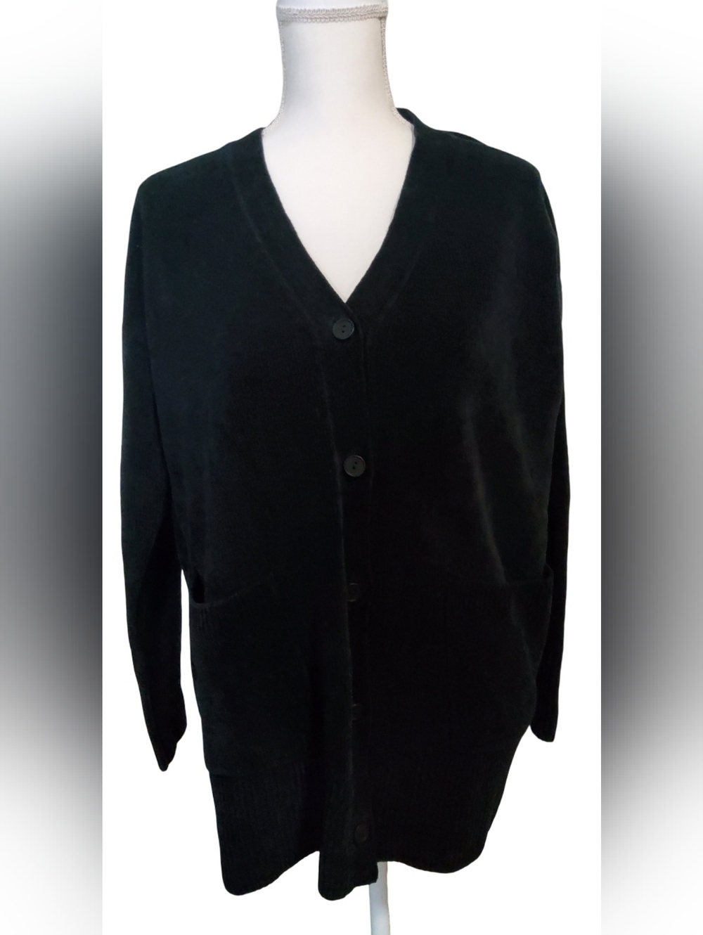 Eileen Fisher Black Boyfriend Cardigan